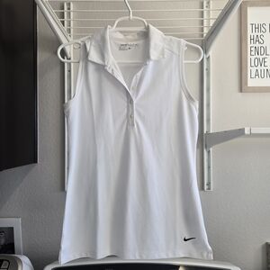 Nike Women's White Button Down Sleeveless Shirt